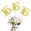 10-Pack Double Sided Glitter 16th Birthday Centerpiece Anniversary Centerpiece Sticks, Number 16 Table Topper Cake Topper for 16th Birthday Anniversary Table Party Decorations (Double Sided gold) view 1