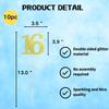 10-Pack Double Sided Glitter 16th Birthday Centerpiece Anniversary Centerpiece Sticks, Number 16 Table Topper Cake Topper for 16th Birthday Anniversary Table Party Decorations (Double Sided gold) view 2