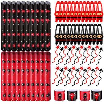 Jiuguva 72 Pcs Ninja Party Favors Karate Birthday Party Supplies Include 24 Warrior Slap Bracelets 24 Stretchy Flying Ninjas and 24 Stars Slingshots for Samurai Decorations