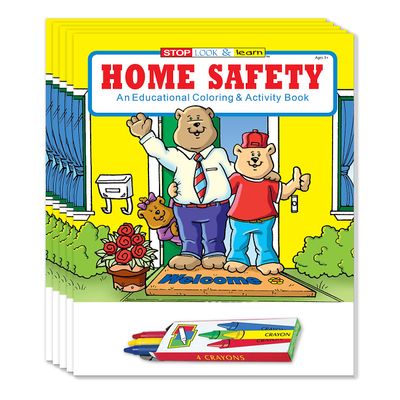 ZOCO Home Safety Coloring Books for Kids (50 Bulk Pack, With Crayons) Educational Handouts for Schools, DayCares & Safety Programs Games, Puzzles & Activities