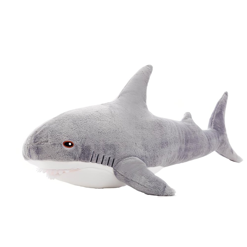DongAi Plush Shark Toy Pillow, 31.4-inch Giant Shark Plush Animal Toy Super Soft and Cute Pillow Childrens Boys and Girls Room Decoration Bedtime Gift (80CM,Grey)
