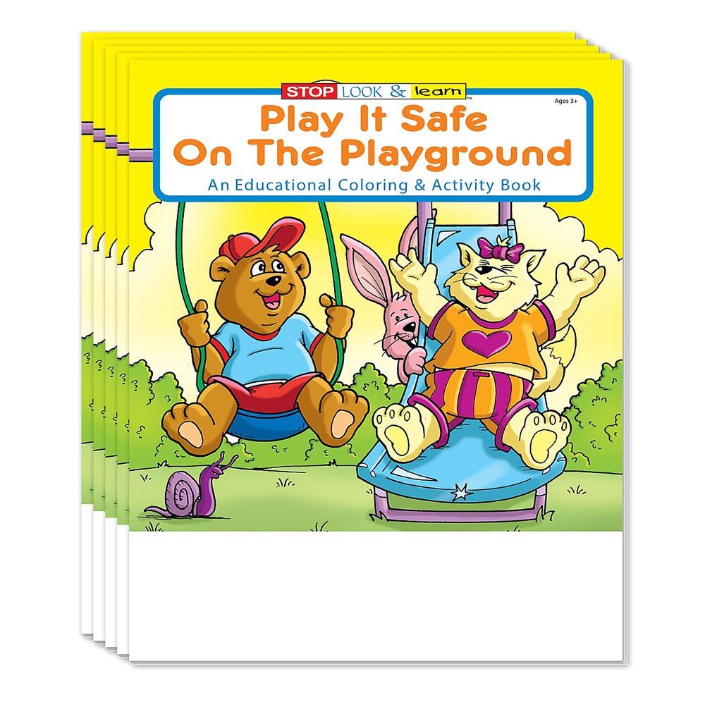 ZOCO Play It Safe on The Playground Coloring Books (50 Bulk Pack, Without Crayons) Educational Games, Puzzles, Activities for Kids