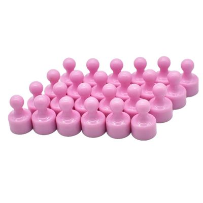 HMME 24 Magnetic Push Pins Miniature Game Piece Pawn Magnet Useful for Fridge, Office, Map Magnets, Kitchen Whiteboard Photo Fun Colorful Classroom Magnets Style (Pink)
