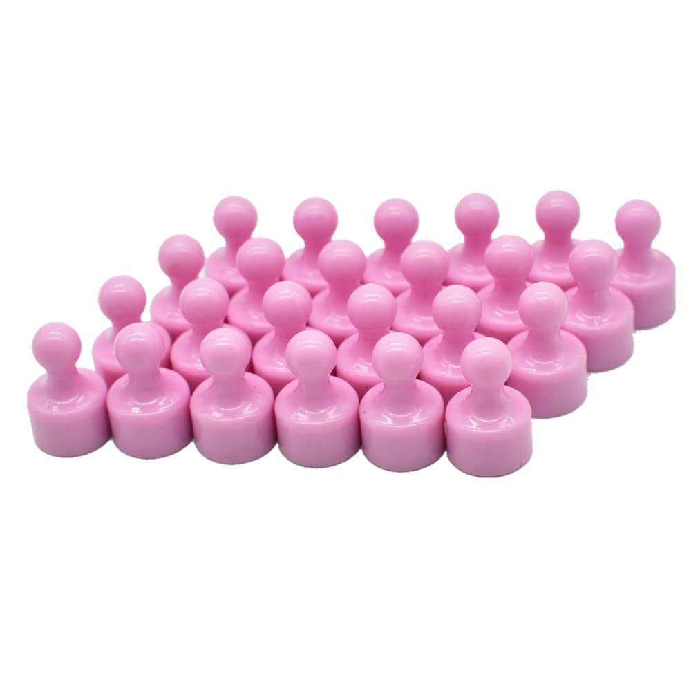 HMME 24 Magnetic Push Pins Miniature Game Piece Pawn Magnet Useful for Fridge, Office, Map Magnets, Kitchen Whiteboard Photo Fun Colorful Classroom Magnets Style (Pink)