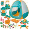 FUN LITTLE TOYS Kids Camping Set with Pop Up Play Tent Camping Toys with Battery Lantern and Drawstring Bag Indoor Outdoor Pretend Play, Christmas Birthday Gifts for Boys view 1