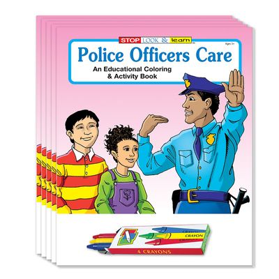 ZOCO Police Officers Care Coloring Books (50 Bulk Pack, With Crayons) Party Favors, National Night Out Handouts Puzzles, Games, Activities for Kids
