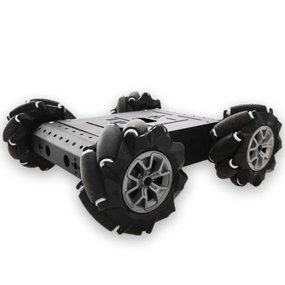4WD Omni-Directinal Smart Robot Car Chassis with 96mm Mecanum Wheel & DC Motors, RC Aluminum Alloy Frame DIY Steam Platform for Raspberry Pie ROS Python Arduino Uno R3 Ai Coding Program Learning