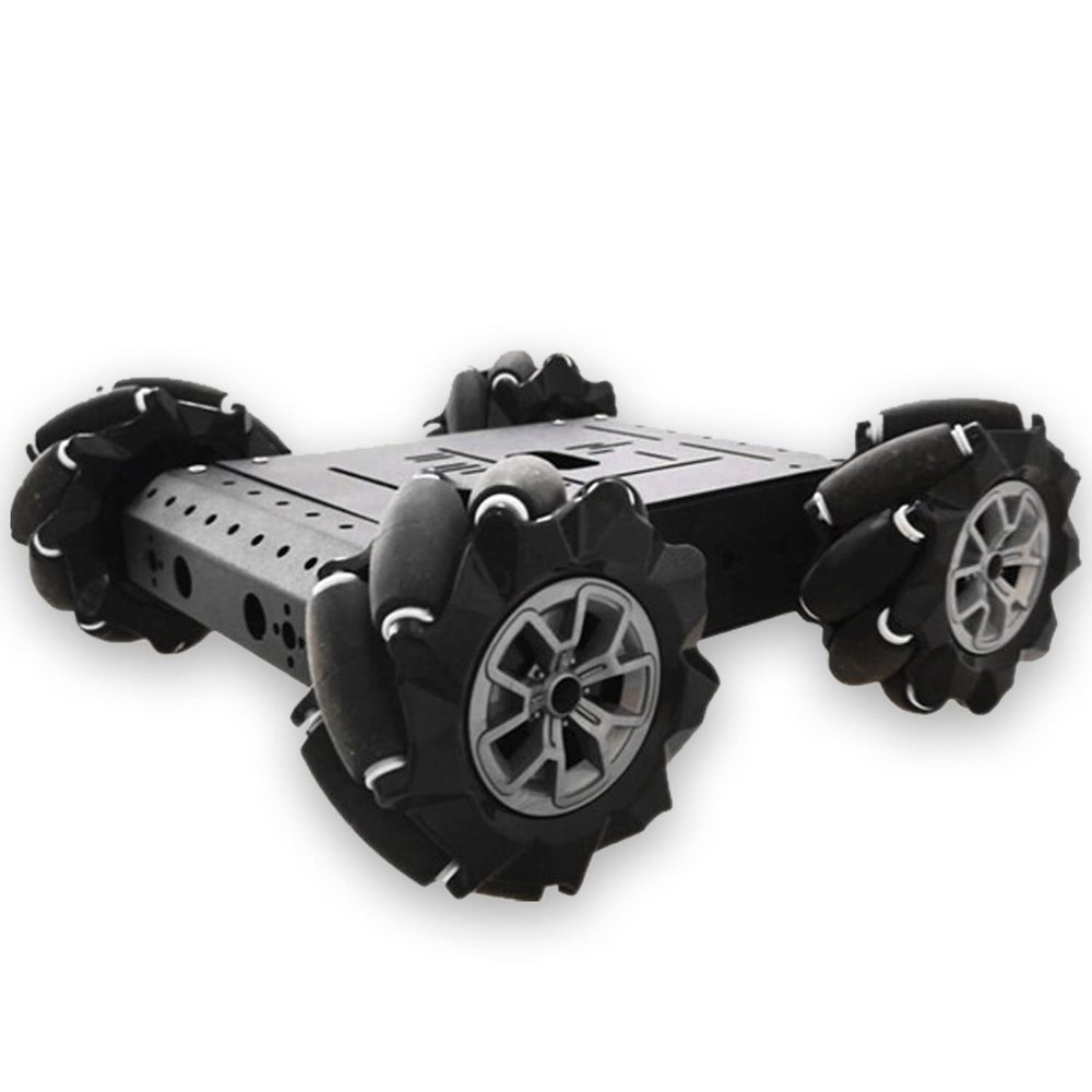 4WD Omni-Directinal Smart Robot Car Chassis with 96mm Mecanum Wheel & DC Motors, RC Aluminum Alloy Frame DIY Steam Platform for Raspberry Pie ROS Python Arduino Uno R3 Ai Coding Program Learning