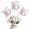10-Pack Double Sided Glitter 16th Birthday Centerpiece Anniversary Centerpiece Sticks, Number 16 Table Topper Cake Topper for 16th Birthday Anniversary Table Party Decorations (Double Sided rose gold) view 1