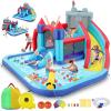 Inflatable Water Slide Park for Kids 3-12, Giant Bounce House Water Slide Combo w/Double Slides,Bouncing Area,Climbing Wall,Splashing Pool, Blower, Blow Up Water Slides for Kids Backyard Summer view 1