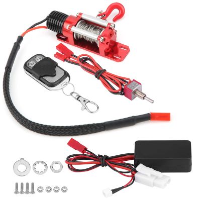 RC Car Winch,1/10 Scale RC Model Vehicle Crawler Car Accessory Metal Winch With Remote Controller