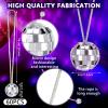 Sureio 60 Pcs Disco Ball Necklaces Bulk Mirror 70s Disco Party Necklaces 1.18 Inch Mini Silver 70s Jewelry Party Decorations for Halloween Festivals Stage Costume Accessories view 2