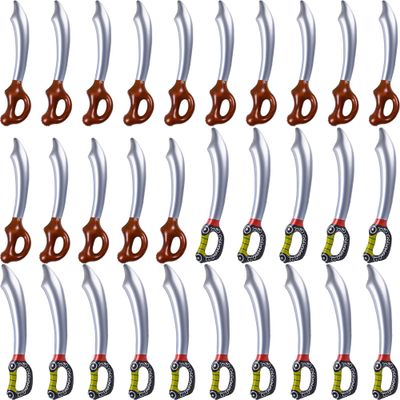 Haconba 30 Pieces Inflatable Pirate Swords Inflatable Swords Inflated Knife for Pirate Theme Party Cosplay Halloween Stage Props Summer Pool Swimming Party Water Toy