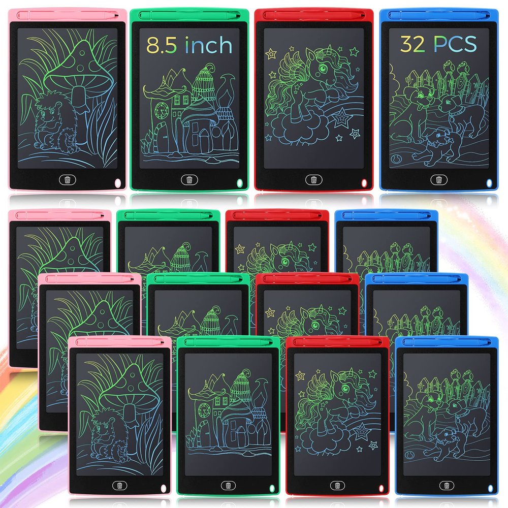 Zhehao 32 Pcs LCD Writing Tablet for Kids Bulk 8.5 Inch Colorful Doodle Board Tablet Erasable Doodle Pad Educational Toy Birthday Valentine Easter Gift for Boys Girl Age 3-10(Blue, Red, Green, Pink)