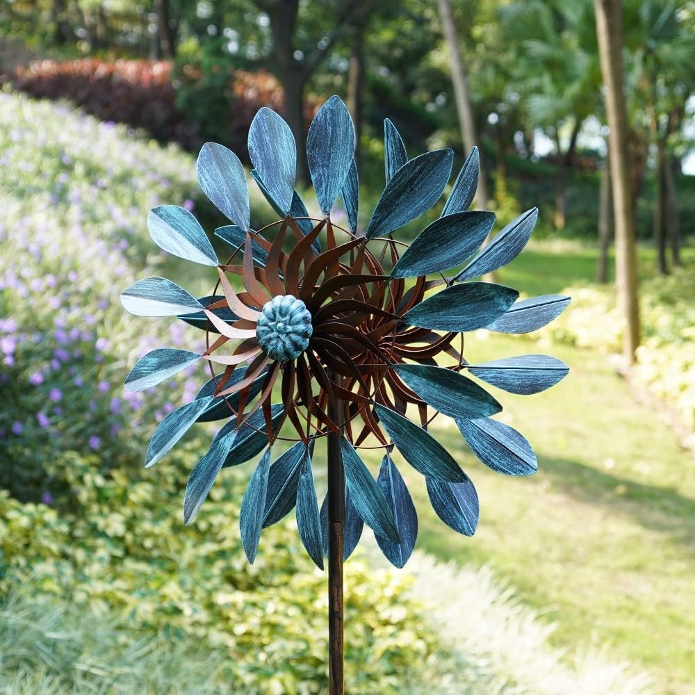 Large Kinetic Wind Spinners, Double Sided Wind Mills for Patio Decorations Outdoor, Metal Windmill Wind Sculpture for Outdoor Yard Patio Lawn Garden Decoration, 84 in