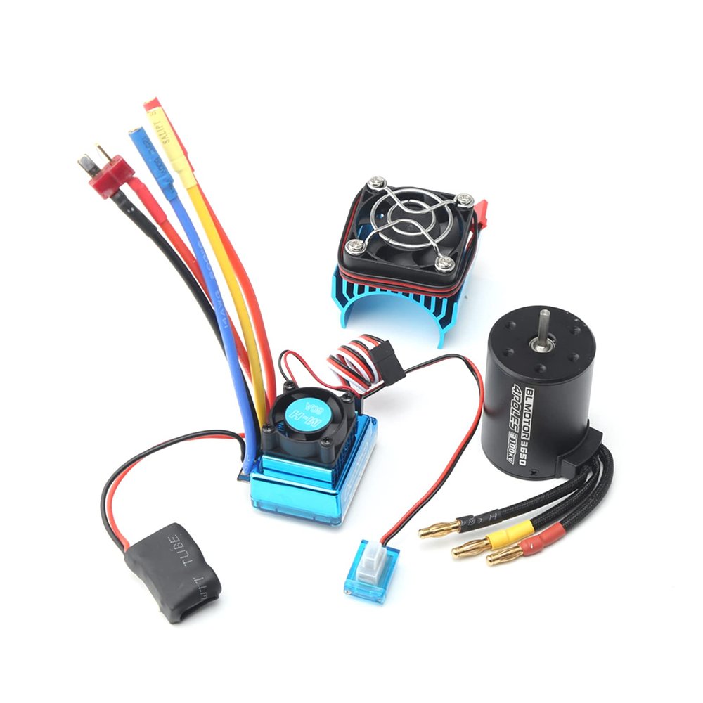 GoolRC 3650 Brushless Motor 3100KV with 45A Brushless ESC HeatSink for 1/8 1/10 RC Car RC Boat Part RC Car Motor