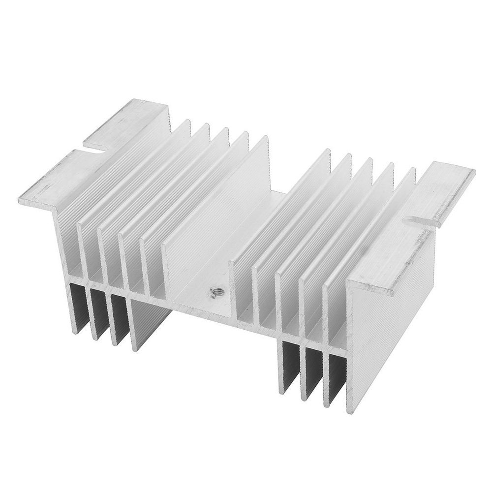 Ruilogod Aluminum Diffuse Solid State Relay Heat Sink Cooling Fin 125mm x 70mm x 50mm Silver Tone