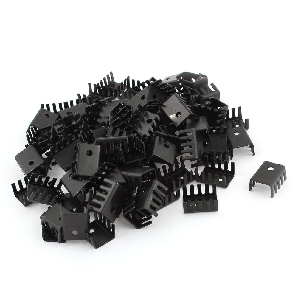 Ruilogod 100 Pcs 19x14x10mm Aluminium Heatsink Heat Sink Black for TO-220 IC
