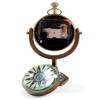 Marine Nautical Tabletop Clock Antique Brass Finish, Dollond London Small Spyglass Telescope Vintage in Leather Case view 2