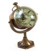 Marine Nautical Tabletop Clock Antique Brass Finish, Dollond London Small Spyglass Telescope Vintage in Leather Case view 3