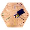 AmishToyBox.com Wahoo Wooden Marble Game Board Set - Large 24" Wide - Solid Oak Wood - Double-Sided - with Large 22mm Marbles and Dice Included view 3