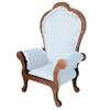 Miniature chair 1:6 scale wooden upholstered with colorful gabardine fabric (white) view 1