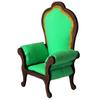 Miniature chair 1:6 scale wooden upholstered with colorful gabardine fabric (green) view 1