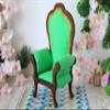 Miniature chair 1:6 scale wooden upholstered with colorful gabardine fabric (green) view 2