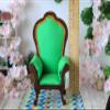 Miniature chair 1:6 scale wooden upholstered with colorful gabardine fabric (green) view 3