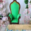 Miniature chair 1:6 scale wooden upholstered with colorful gabardine fabric (green) view 4