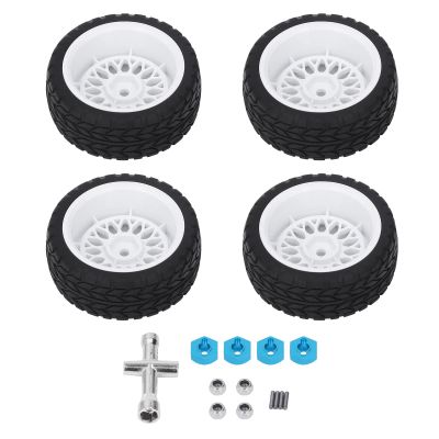 Dilwe RC Car Wheel Tires, 4Pcs RC Tires Rubber Tires Wheel Rim RC Tires Upgrade Parts for 1/10 RC Racing Car RC Drift Wheels RC Car Tires(White)
