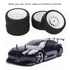 Dilwe RC Car Wheel Tires, 4Pcs RC Tires Rubber Tires Wheel Rim RC Tires Upgrade Parts for 1/10 RC Racing Car RC Drift Wheels RC Car Tires(White) view 4