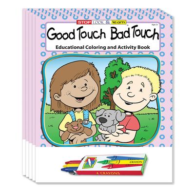 ZOCO Good Touch Bad Touch Coloring Books for Kids (50 Bulk Pack, With Crayons) Private Parts, Body Safety, Personal Space Education for Ages 3 and Up Games, Activities