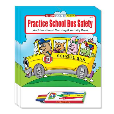 ZOCO  School Bus Safety & Rules Coloring & Activity Books (50 Bulk Pack, with Crayons)  Bus Driver Gift & Handout for Kids