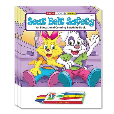 ZOCO  Seat Belt Safety Coloring Books (50 Bulk Pack, With Crayons)   Games, Puzzles, Activities to Teach Kids to Buckle Up