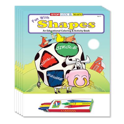ZOCO Shapes Coloring Books for Kids (50 Bulk Pack, With Crayons) Preschool Learning Activity Books Educational Games, Shape Recognition & Coloring Fun Made in USA