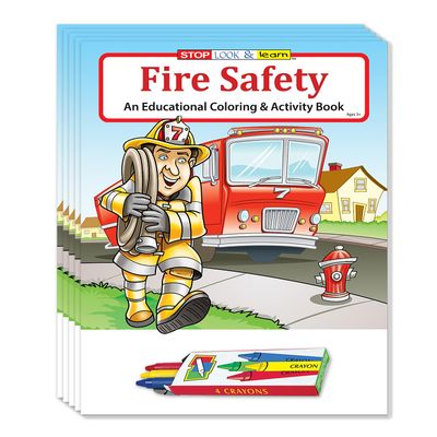 ZOCO Fire Safety for Kids Firefighter Coloring Books (50 Bulk Pack, with Crayons) Fire Prevention Week Items Birthday Party Favors & Activities