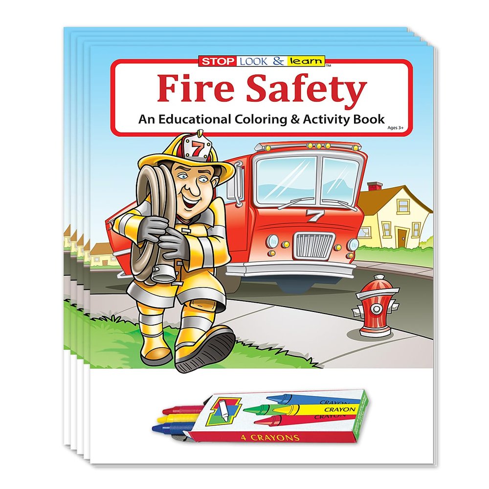 ZOCO  Fire Safety for Kids  Firefighter Coloring Books (50 Bulk Pack, with Crayons)  Fire Prevention Week Items  Birthday Party Favors & Activities