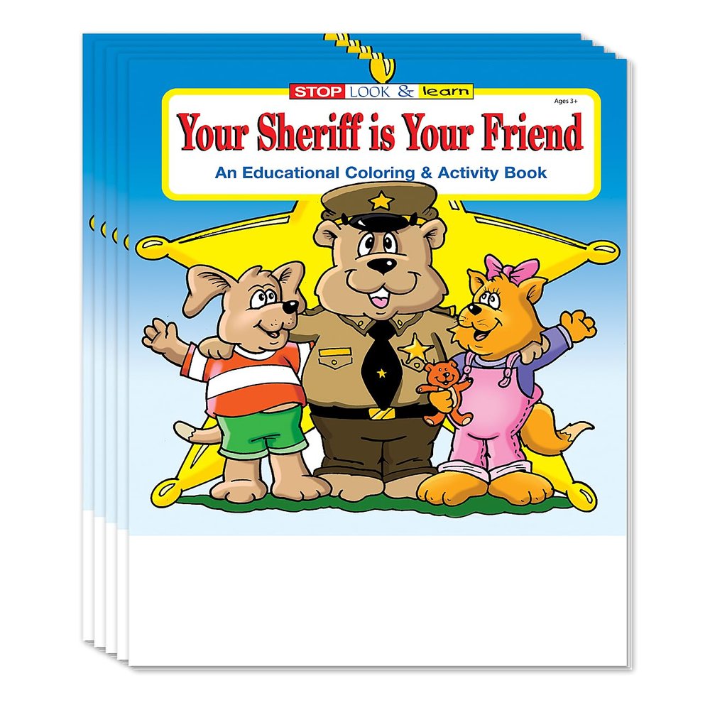 ZOCO The Sheriff is Your Friend Educational Coloring Books (50 Bulk Pack, Without Crayons) Promotional Police Toys, Activities for Kids