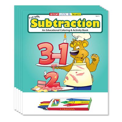 ZOCO Subtraction Coloring Books for Kids (50 Bulk Pack, With Crayons) Preschool & Kindergarten Math Activity Books Educational Games, Puzzles & Number Practice Made in USA