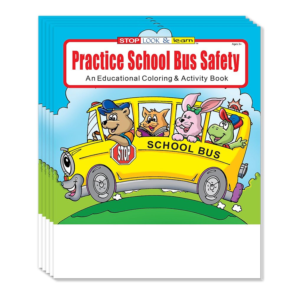 ZOCO School Bus Safety & Rules Coloring & Activity Books (50 Bulk Pack, Without Crayons) Bus Driver Gift & Handout for Kids