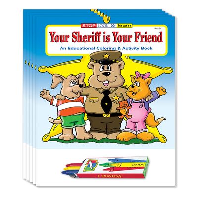 ZOCO The Sheriff is Your Friend Custom Educational Coloring Books (50 Bulk Pack, with Crayons) Promotional Police Toys, Activities for Kids