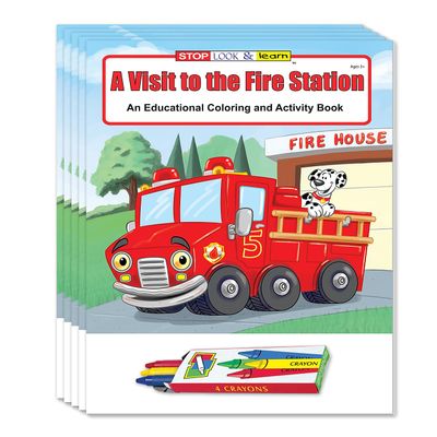 ZOCO A Visit to The Fire Station Coloring & Activity Books (50 Bulk Pack, with Crayons) Fire Safety & Prevention Items for Kids