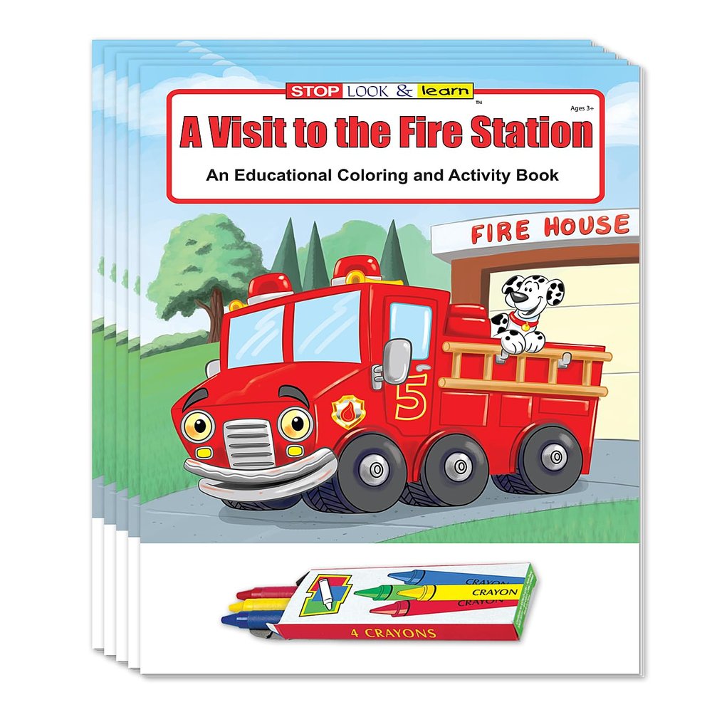ZOCO A Visit to The Fire Station Coloring & Activity Books (50 Bulk Pack, with Crayons) Fire Safety & Prevention Items for Kids