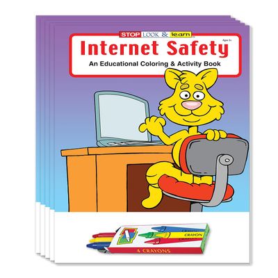 ZOCO Internet Safety Coloring Books for Kids (50 Bulk Pack, With Crayons) Games, Puzzles & Activities for Teaching Online Safety