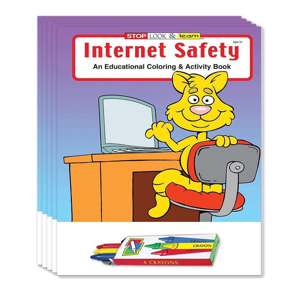 ZOCO  Internet Safety Coloring Books for Kids (50 Bulk Pack, With Crayons)  Games, Puzzles & Activities for Teaching Online Safety