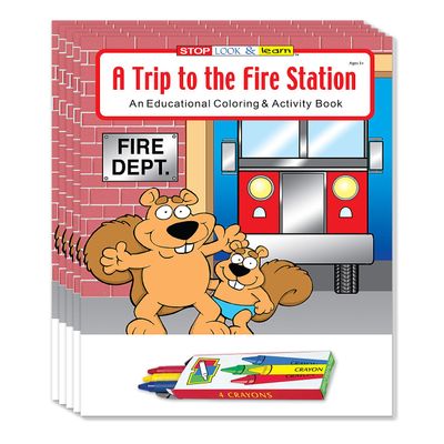 ZOCO  A Visit to the Fire Station Coloring Books (50 Bulk Pack, With Crayons)  Educational Coloring & Activity Book for Kids About Firefighters & Firehouse Life