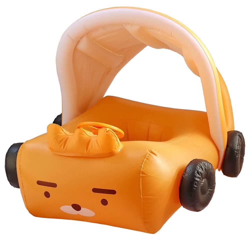Baby Pool Float, Infant Toddler Swim Floaties with Canopy for 1-5 Years Boys Color Yellow