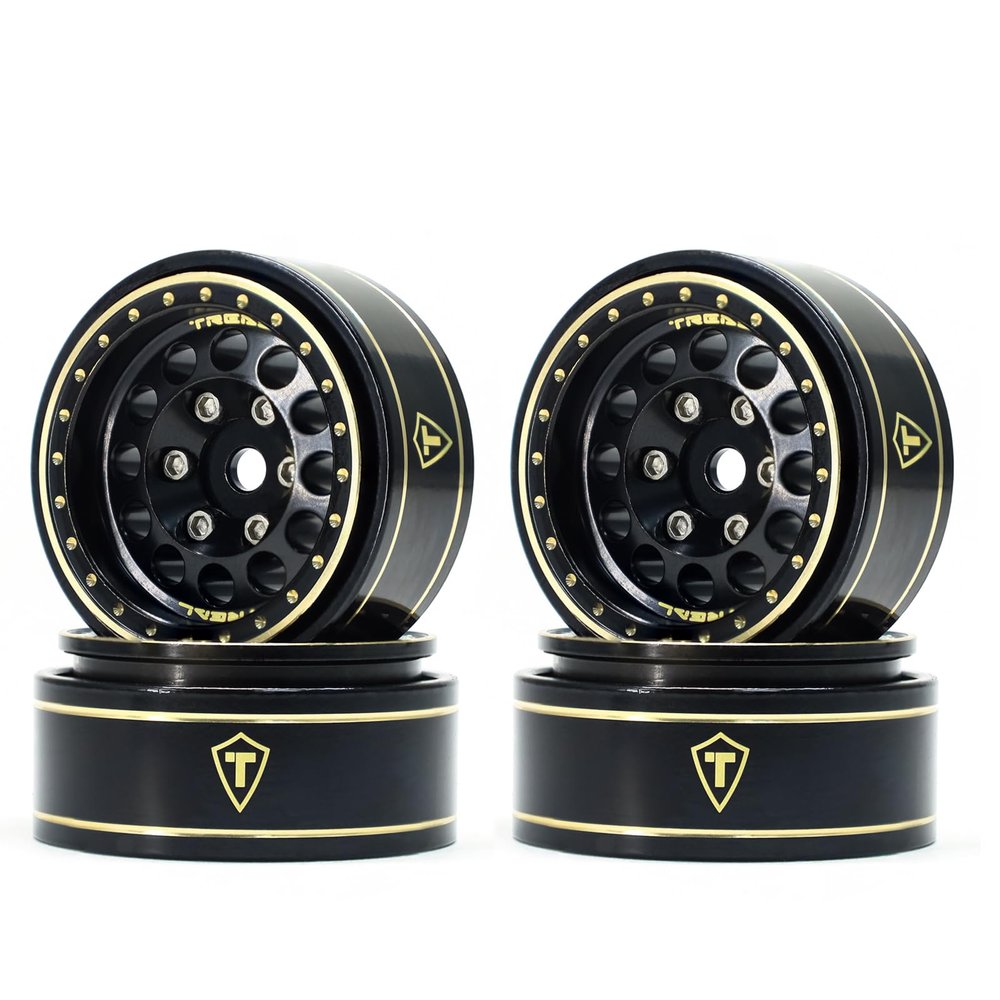 TREAL 1.0 Beadlock Wheels Brass Vintage Wheel Rims Heavy Weight Upgrades 4pcs for SCX24 FCX24 TRX4M 1/24 1/18 RC Crawler, 47g/pc