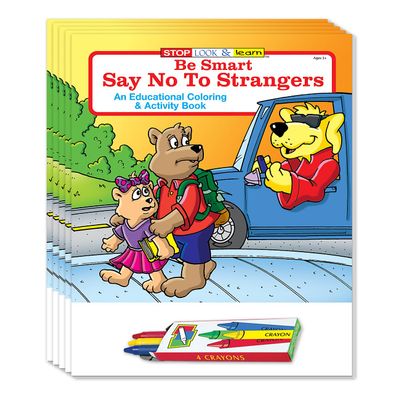 ZOCO Stranger Danger Coloring Books (50 Bulk Pack, With Crayons) Kids Safety Education Activities, Games & Puzzles Child Safety Handouts for Schools, Police & Youth Programs